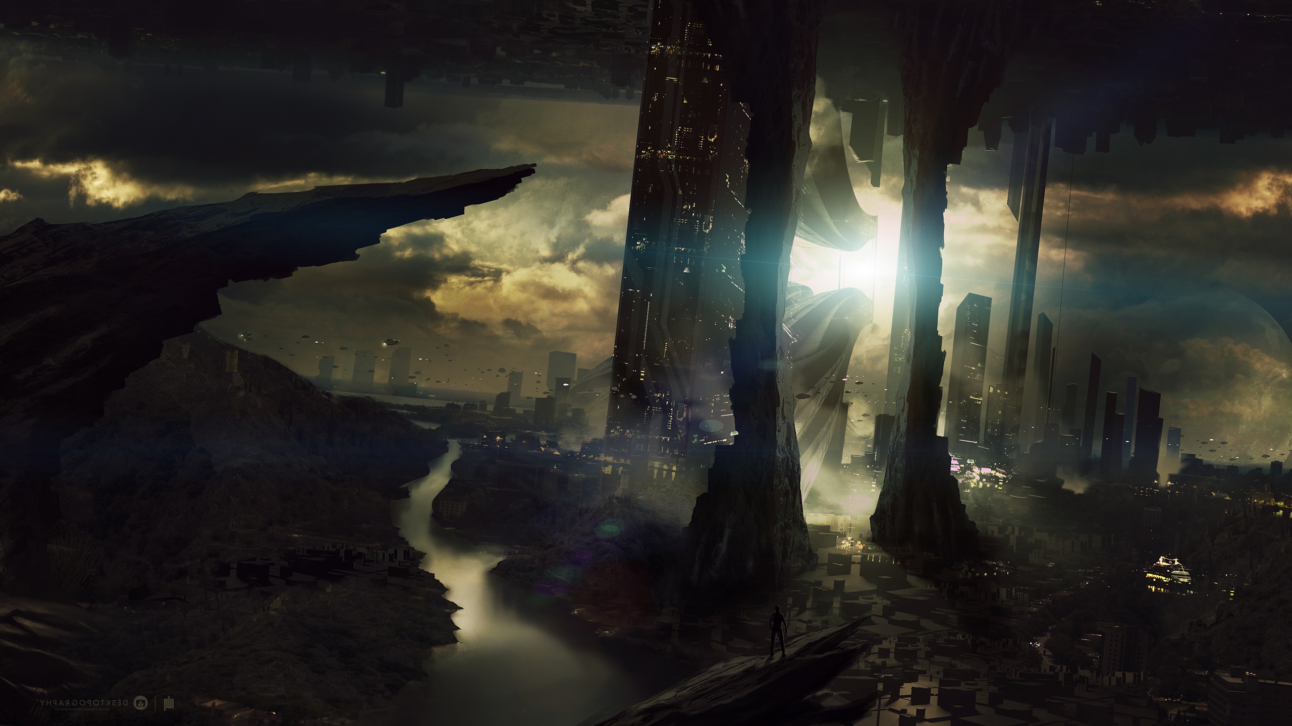 river, Building, Landscape, Sun Wallpaper