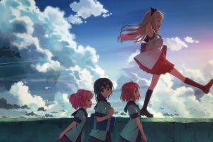 anime Girls, Anime, Sky, School Uniform, Clouds, Yuru Yuri, Toshinou Kyouko, Funami Yui, Yoshikawa Chinatsu, Akaza Akari
