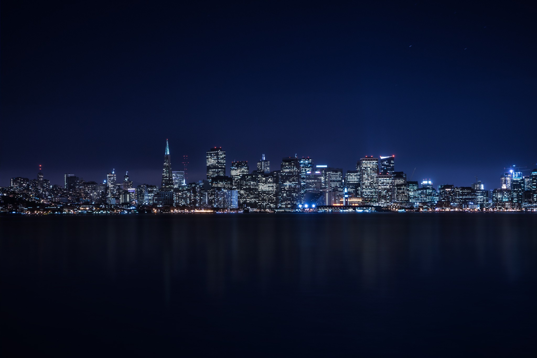 night, Landscape, Lights, San Francisco, California, Water, City, Cityscape Wallpaper
