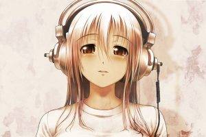 Super Sonico, Anime, Anime Girls, Headphones, Sepia