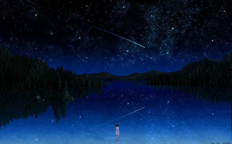 anime, Water, Nature, Anime Girls, Shooting Stars HD Wallpaper Desktop Background
