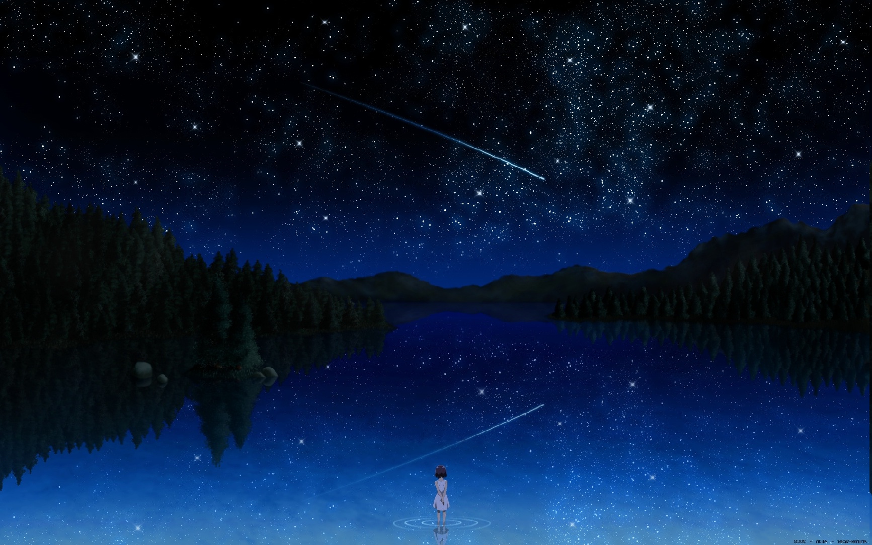 anime, Water, Nature, Anime Girls, Shooting Stars Wallpaper
