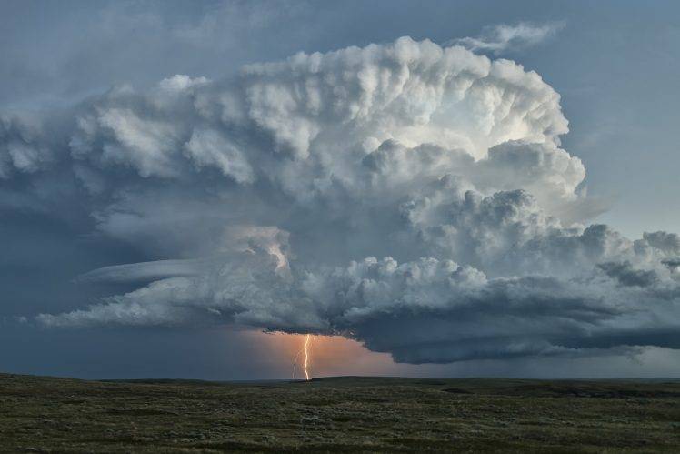 nature, Landscape, Clouds, Lightning, Storm, Sky, Field, Plains HD Wallpaper Desktop Background