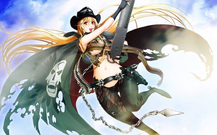 anime, Pirates, Machine Gun, Blonde HD Wallpaper Desktop Background