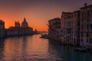 landscape, Venice, Italy, Sunrise, Canal, Sea, Architecture, Building, Water