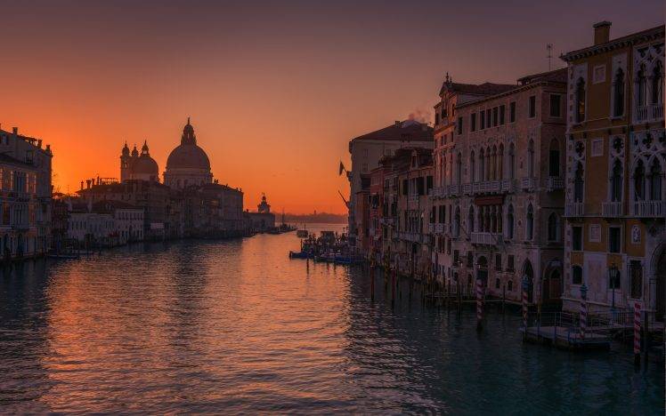 landscape, Venice, Italy, Sunrise, Canal, Sea, Architecture, Building, Water HD Wallpaper Desktop Background