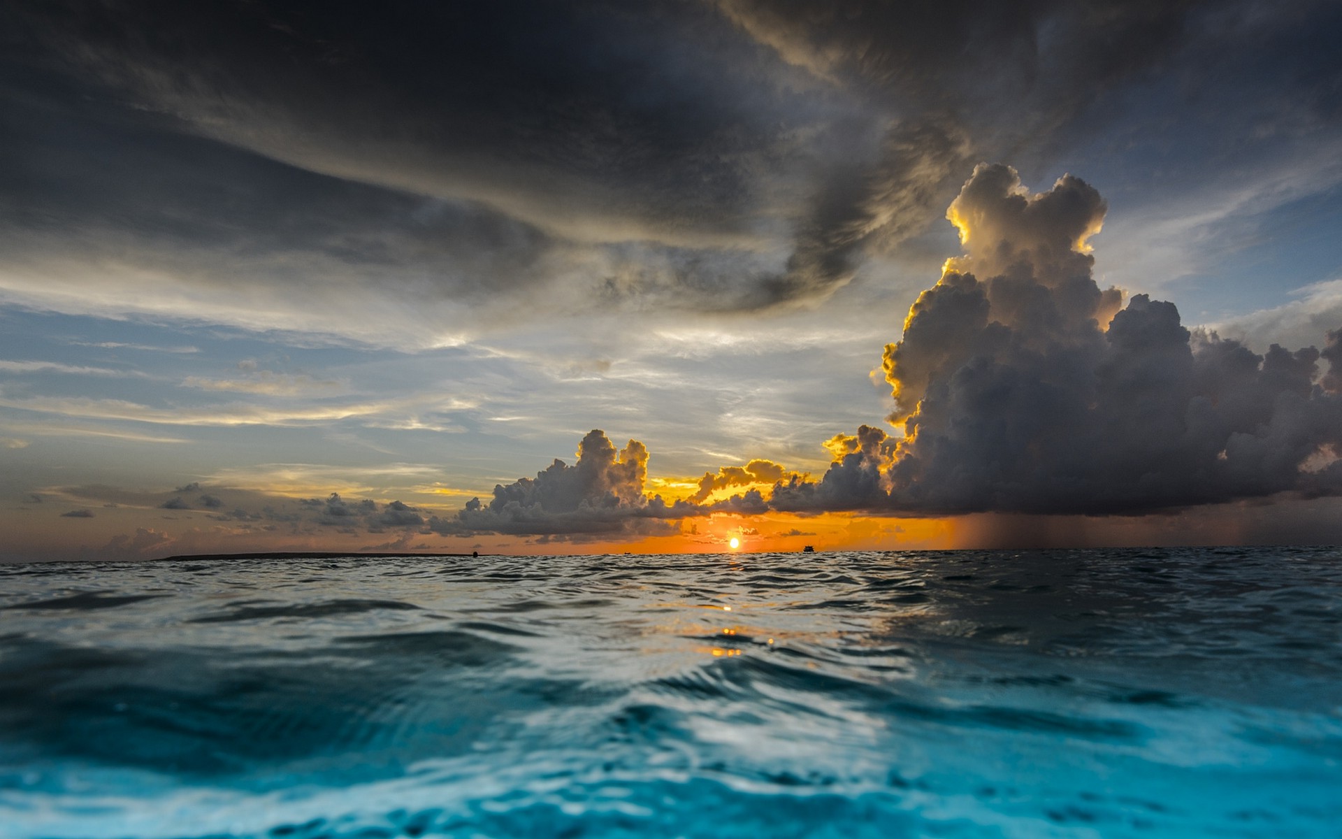 Nature Landscape Sunset Clouds Sea Tropical Water