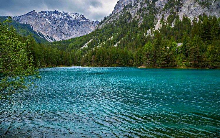 nature, Landscape, Summer, Lake, Forest, Mountain, Alps, Austria, Water, Trees, Turquoise, Green HD Wallpaper Desktop Background