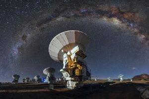 landscape, ALMA Observatory, Atacama Desert, Milky Way, Long Exposure, Universe, Starry Night, Space