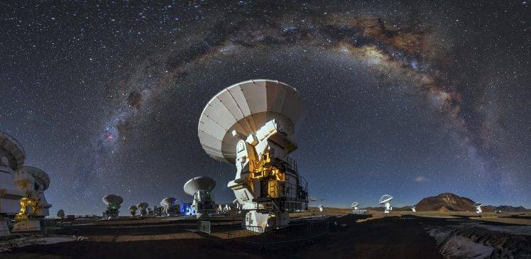 landscape, ALMA Observatory, Atacama Desert, Milky Way, Long Exposure, Universe, Starry Night, Space HD Wallpaper Desktop Background