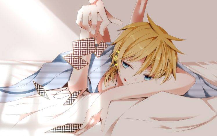 cards, Anime, Anime Girls, Anime Boys, Vocaloid, Kagamine Len HD Wallpaper Desktop Background