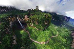 nature, Mountain, Landscape, River, Dragon Falls, Venezuela, Angel Falls, Waterfall