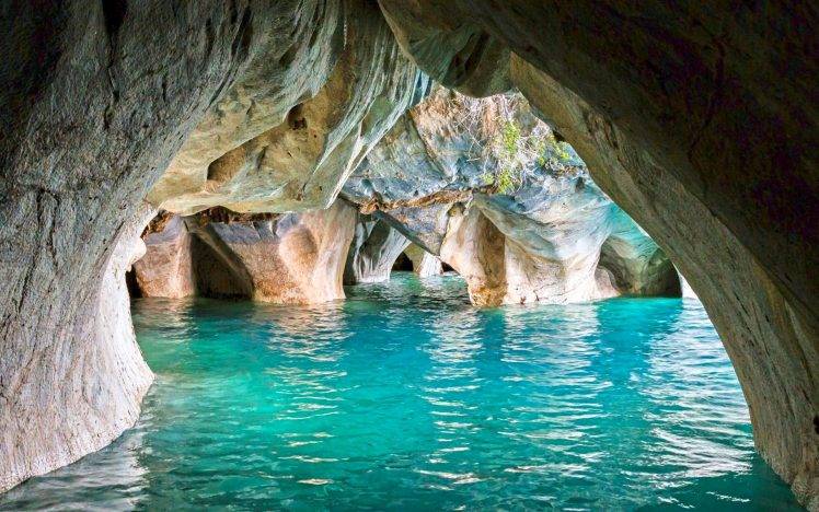 nature, Landscape, Chile, Cave, Lake, Erosion, Turquoise, Water, Cathedral HD Wallpaper Desktop Background