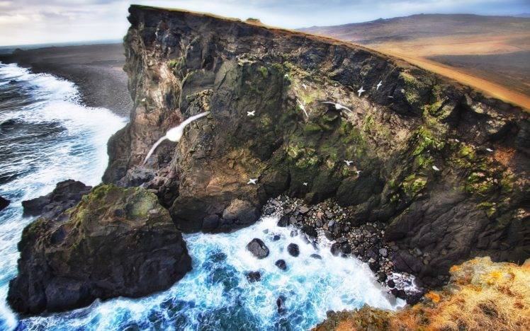 nature, Cliff, HDR, Landscape, Waves, Sea, Rock, Stone HD Wallpaper Desktop Background
