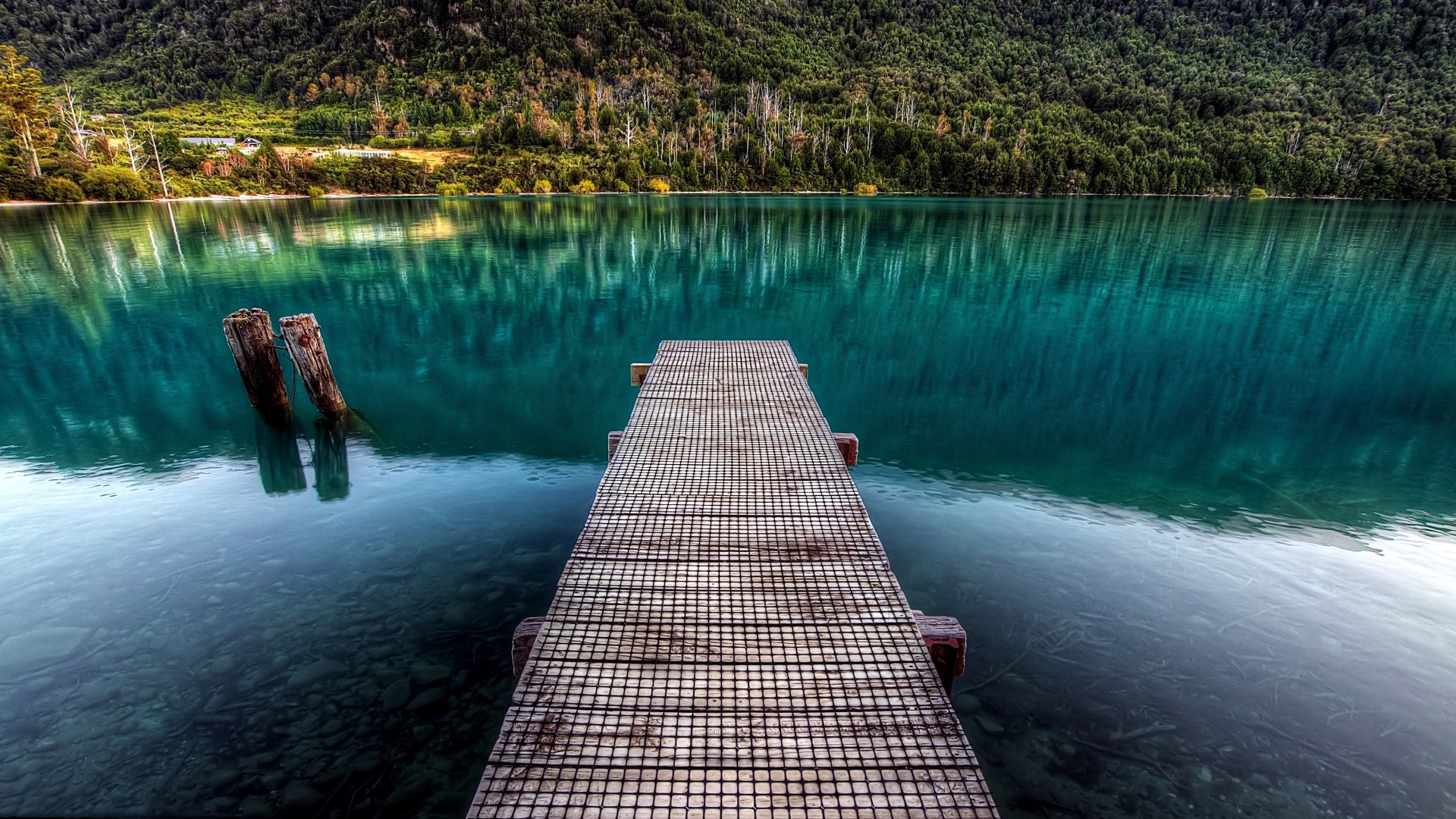 nature, Landscape, Trees, Pier, Wooden Surface, Forest, Water, Lake, Reflection, Wood, HDR, Stones, Calm Wallpaper