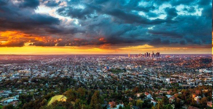 landscape, Los Angeles, Cityscape, Panoramas, Skyscraper, Sunset, Clouds, California, Urban HD Wallpaper Desktop Background