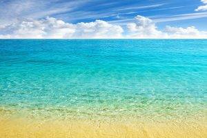 nature, Landscape, Sea, Beach, Horizon, Caribbean, Tropical, Clouds, Sand, Turquoise, Summer, Crystal