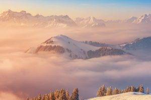 landscape, Mist, Mountain, Snow