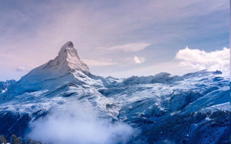 Matterhorn, Mountain, Alps, Nature, Landscape, Switzerland, Snow, Clouds, Snowy Peak, Europe HD Wallpaper Desktop Background