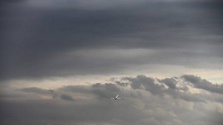 nature, Landscape, Minimalism, Sky, Clouds, Airplane, Aircraft HD Wallpaper Desktop Background