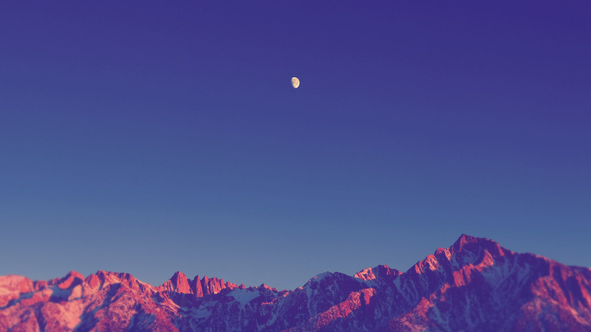 landscape, Simple, Nature, Moon, Shadow, Mountain, Snowy Peak, Sky, Clear Sky, Sunset, Sunlight, Blue Wallpaper