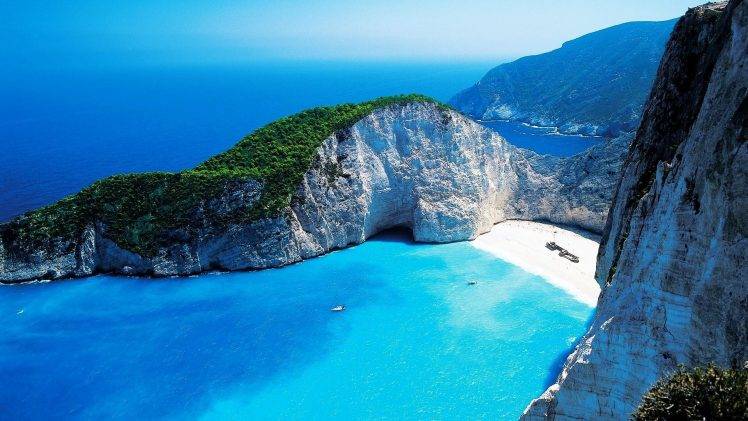 Greece, Cliff, Boat, Sea, Beach, Anime, Navagio Beach HD Wallpaper Desktop Background