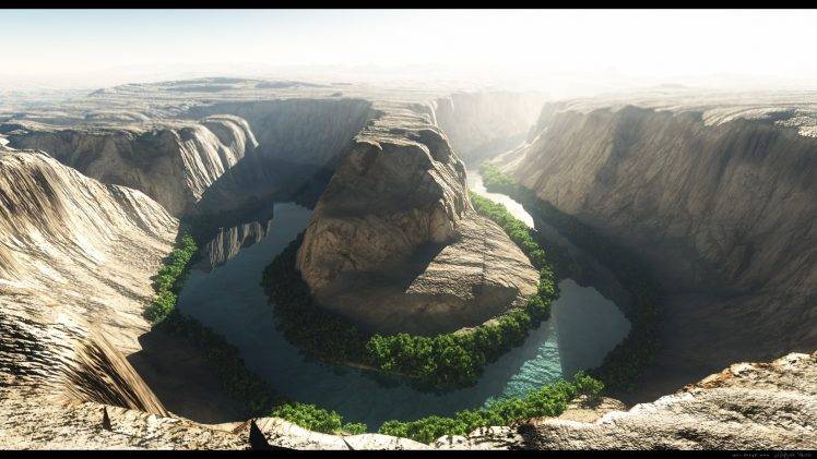 landscape, River, Mountain, Cave HD Wallpaper Desktop Background