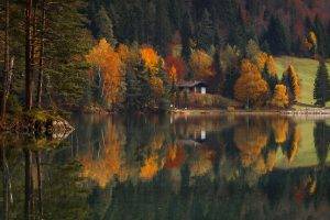 landscape, Nature, Lake, Forest, House, Fall, Reflection, Water, Trees