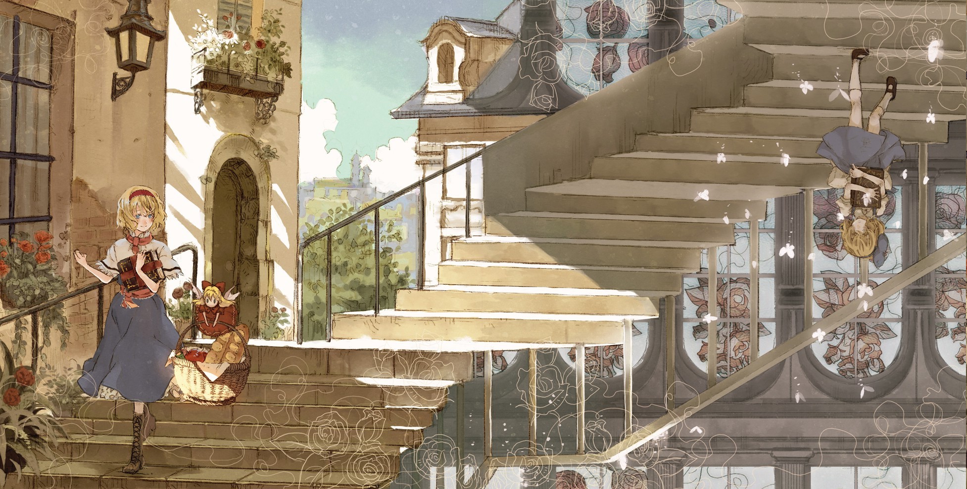 stairs, Abstract, Anime Girls, Touhou, Alice Margatroid Wallpaper