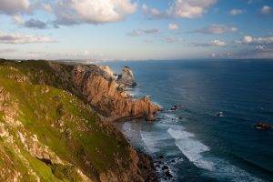 nature, Landscape, Ireland, Sea, Rock, Cliff, Clouds