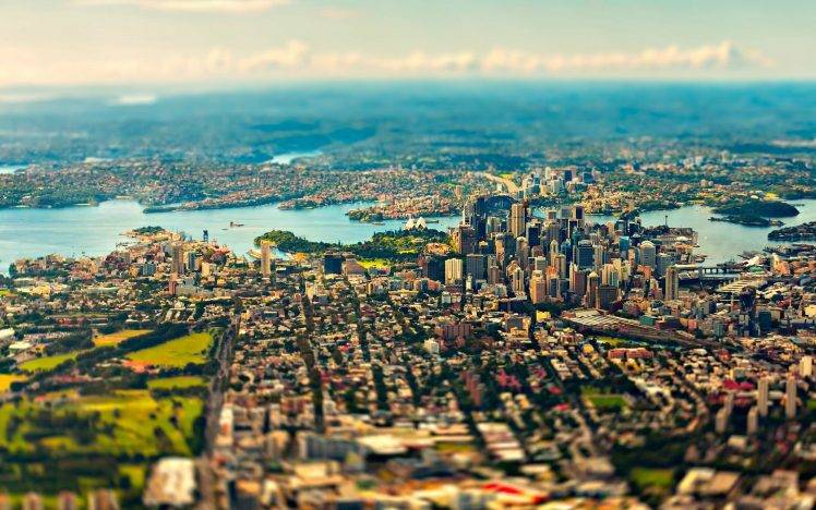city, Cityscape, Tilt Shift, River, Building, Skyscraper, Landscape, Sydney, Australia HD Wallpaper Desktop Background