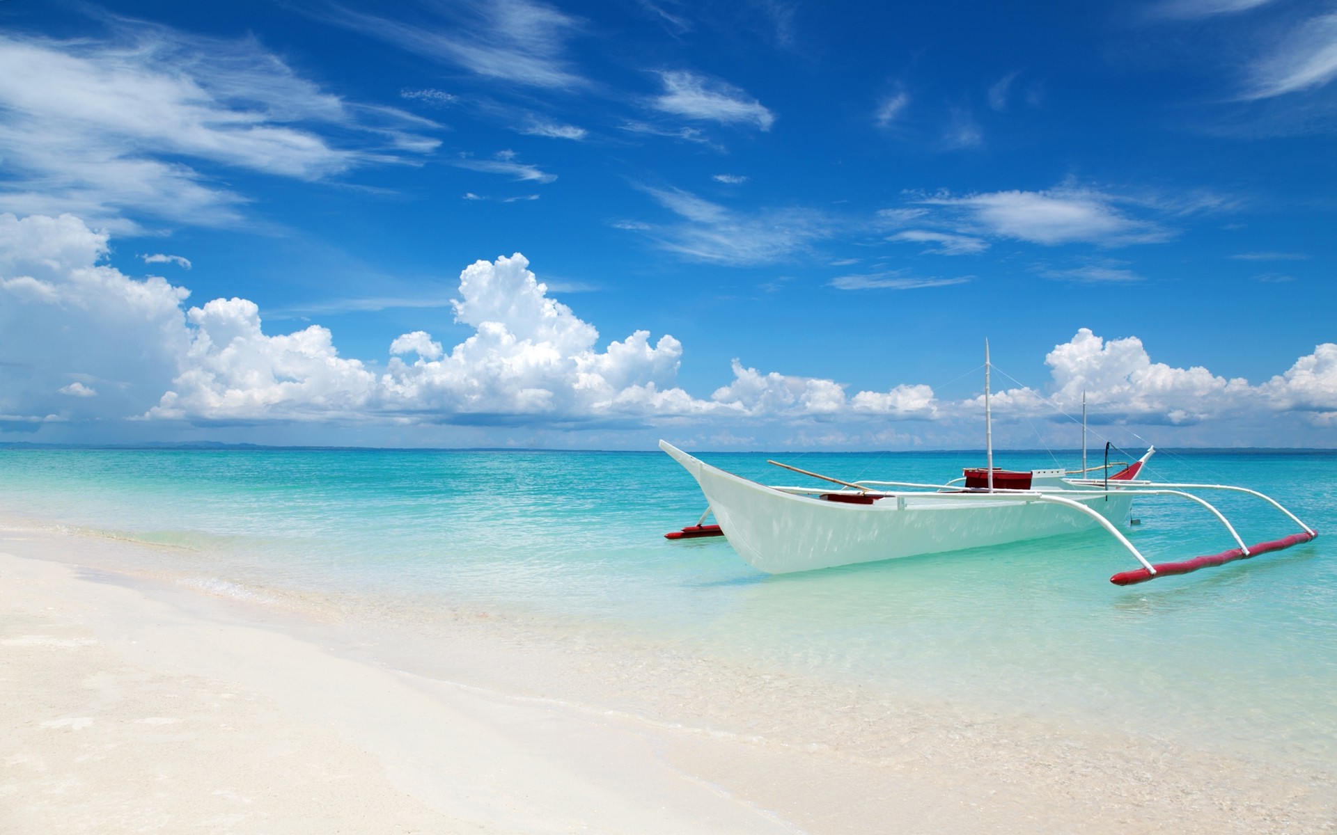 nature, Landscape, Boat, Beach, Sea, Clouds, Sand, Sky, Thailand, Summer, Tropical, White, Blue, Turquoise, Water Wallpaper