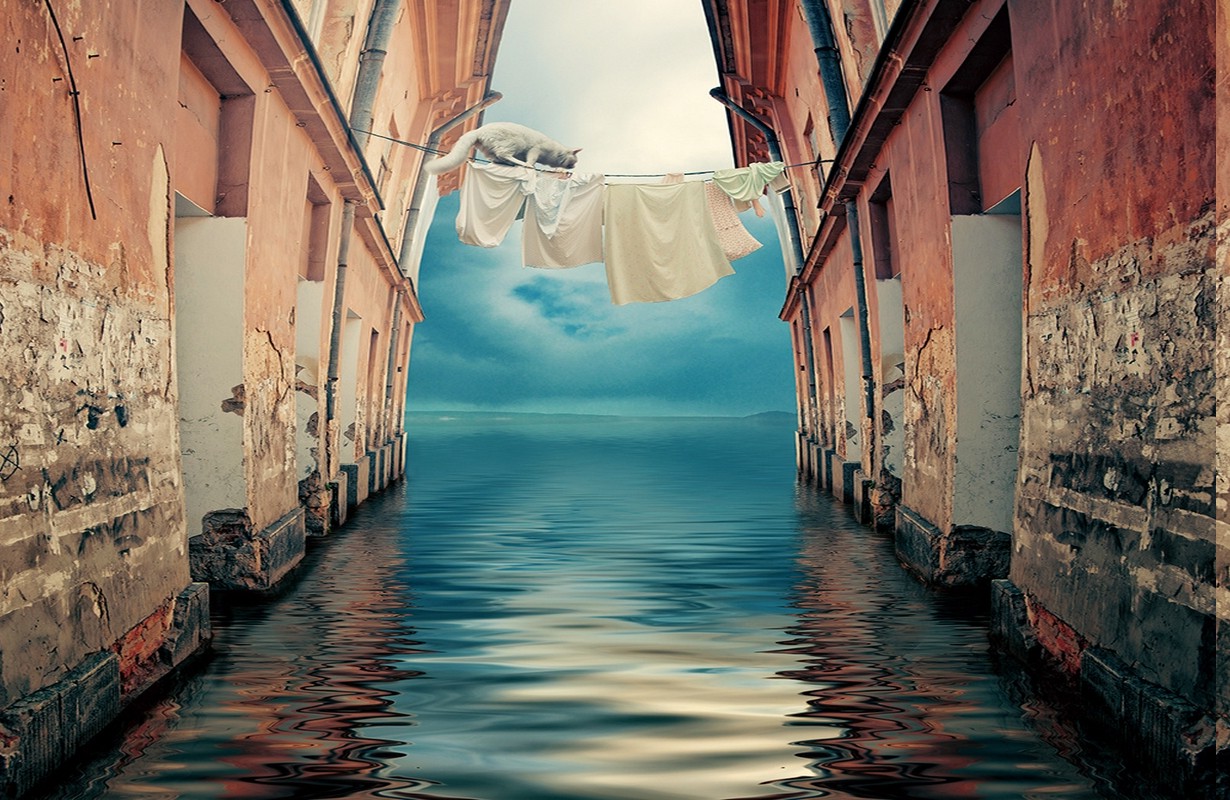 landscape, Nature, Lake, White Clothing, Clothing, Cat, House, Clouds, Water, Old, Architecture Wallpaper