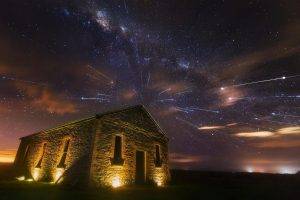 landscape, Nature, Starry Night, Milky Way, Monument, Lights, Mist, New Zealand, Galaxy