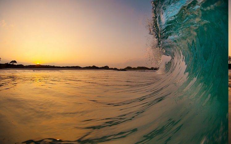nature, Landscape, Hawaii, Sunrise, Waves, Beach, Sea, Water, Summer, Island HD Wallpaper Desktop Background