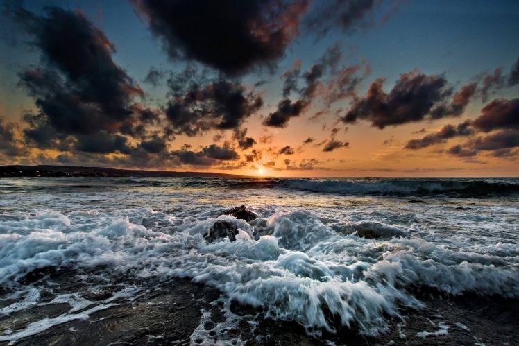 landscape, Water, Sky, Sea, Beach, Clouds, Sunset HD Wallpaper Desktop Background