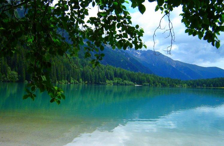 nature, Landscape, Lake, Forest, Leaves, Mountain, Tyrol, Italy, Water, Green, Trees, Summer HD Wallpaper Desktop Background