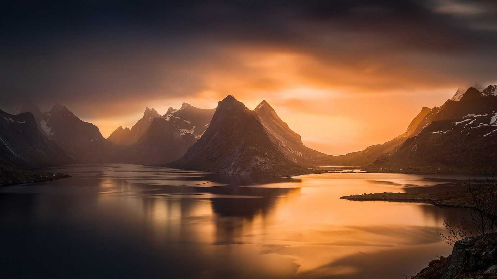 nature, Landscape, Fjord, Sunset, Mountain, Island, Norway, Sky, Sea, Mist, Sunlight, Water, Lofoten Wallpaper