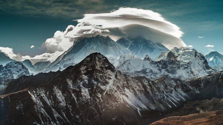 nature, Landscape, Mountain, Clouds, Hill, Nepal, Himalayas, Snowy Peak HD Wallpaper Desktop Background