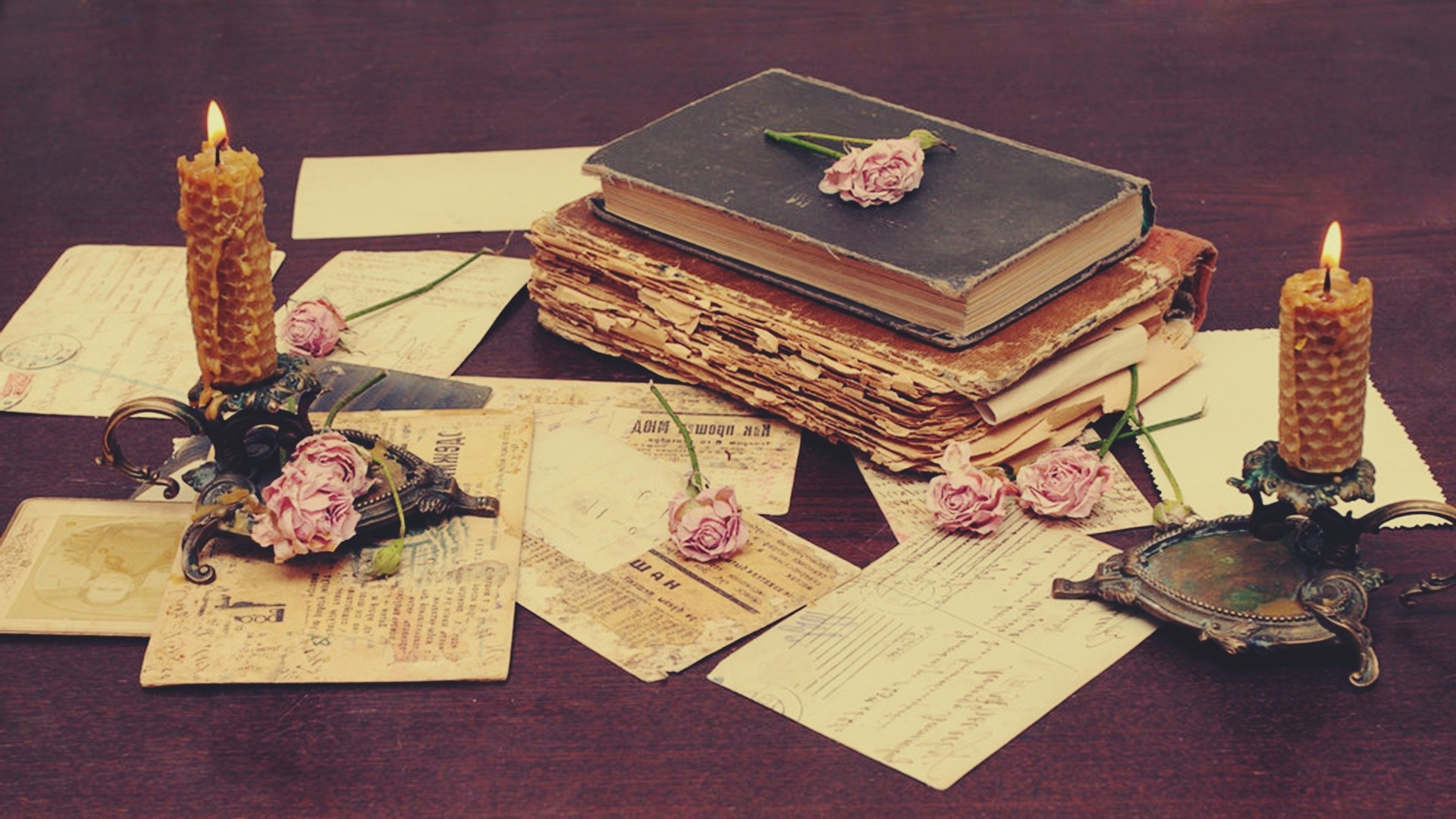 wallpaper books vintage books, Old Candles, Paper, Vintage, Table, Rose,