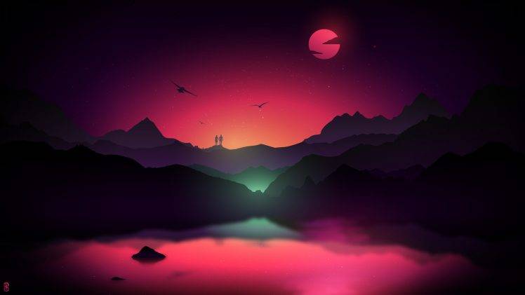 artwork, Digital Art, Landscape, Valley, Sunset HD Wallpaper Desktop Background