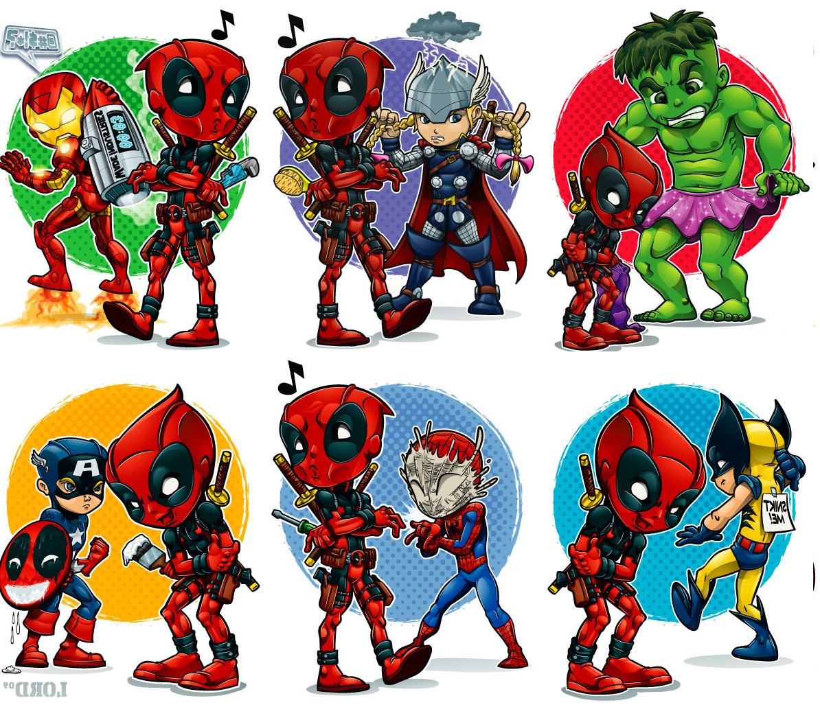 Deadpool, Captain America, Wolverine, Thor, Hulk, Humor, Marvel Comics, The Avengers Wallpaper