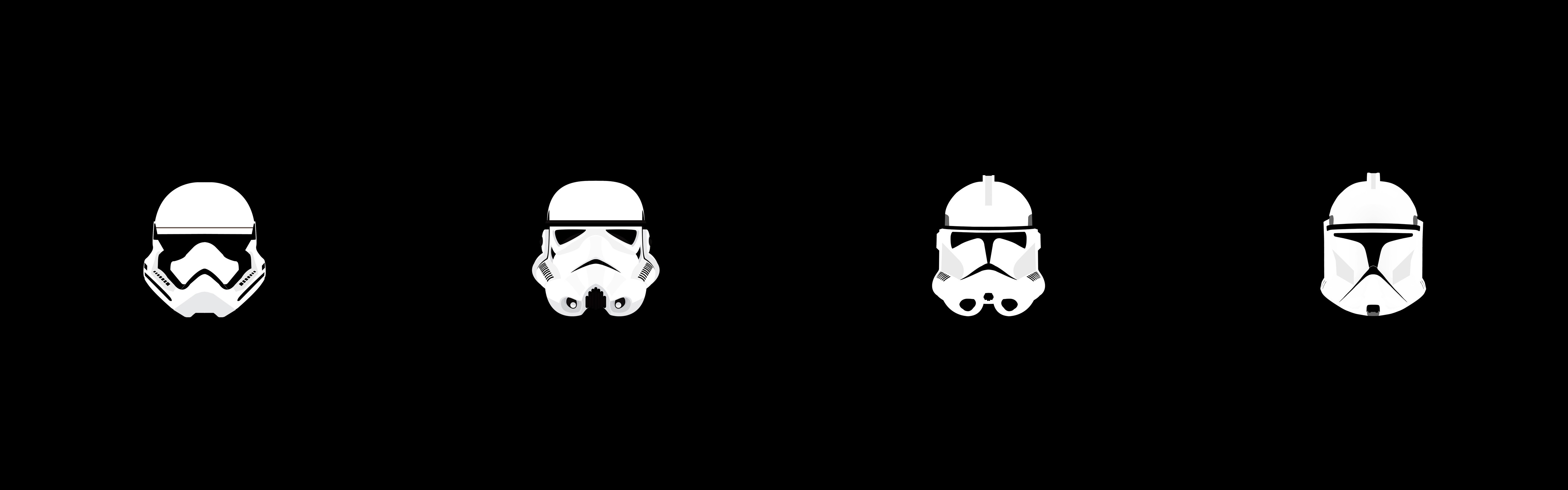 Star Wars, Clone Trooper, Stormtrooper, Helmet, Minimalism, Multiple Display Wallpaper