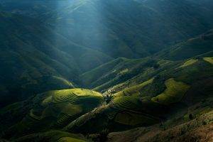 mountain, Vietnam, Sunlight, Landscape, Sun Rays, Terraces, Rice Paddy, Nature, Green, Valley