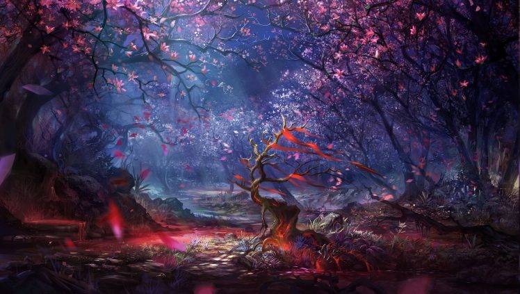 digital Art, Forest, Trees, Colorful, Fantasy Art, Artwork, Landscape HD Wallpaper Desktop Background
