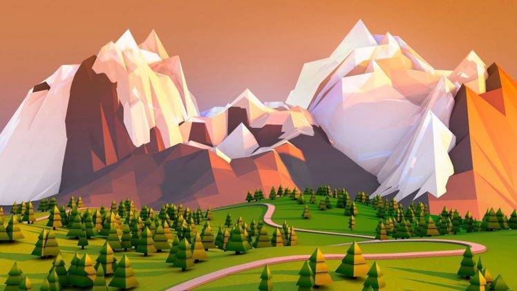 artwork, Landscape, Minimalism, Low Poly, Mountain HD Wallpaper Desktop Background