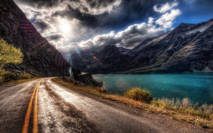 nature, Landscape, Road, Lake, Sky HD Wallpaper Desktop Background