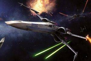 Star Wars, Space, Spaceship, X wing, Laser, Lasers, Science Fiction, Artwork
