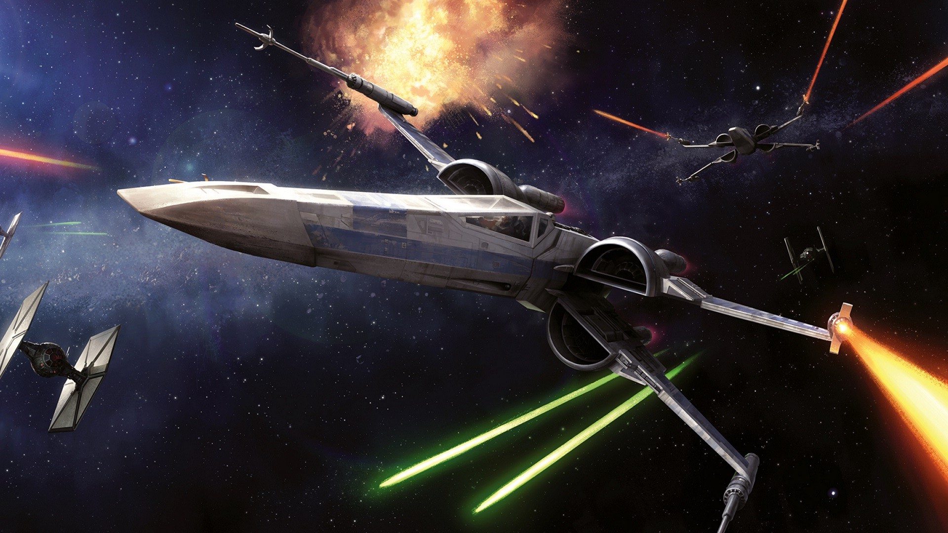 Star Wars, Space, Spaceship, X wing, Laser, Lasers, Science Fiction, Artwork Wallpaper