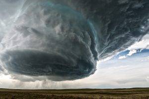 nature, Landscape, Clouds, Storm, Wyoming, USA, Supercell (nature), Rain, Field, Grass, Fence